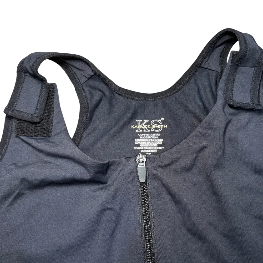 Karlee Smith Mastectomy Bra XXL‎ Front Zip Post Surgical Compression Black